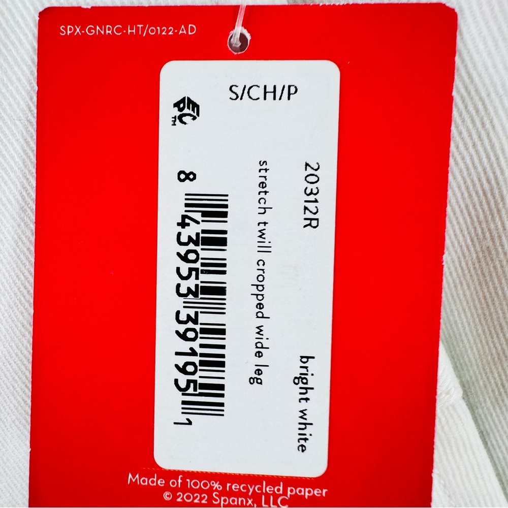 SPANX Women Stretch Twill Cropped Wide Leg Pants White High Rise Pull On Small - Picture 6 of 13